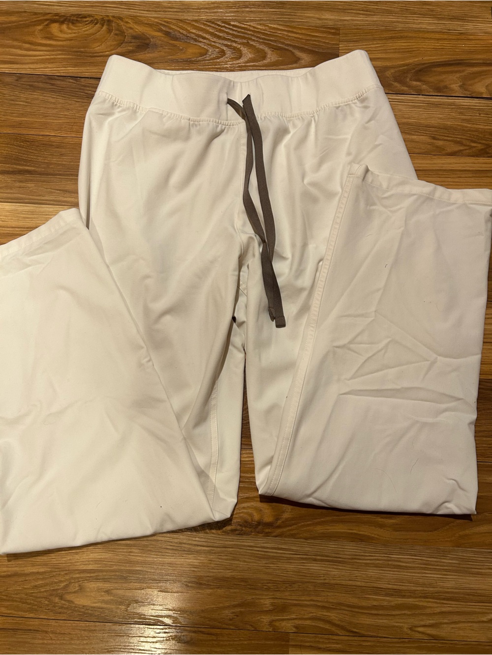 Figs Cream Lounge Pants with Light Gray Logo